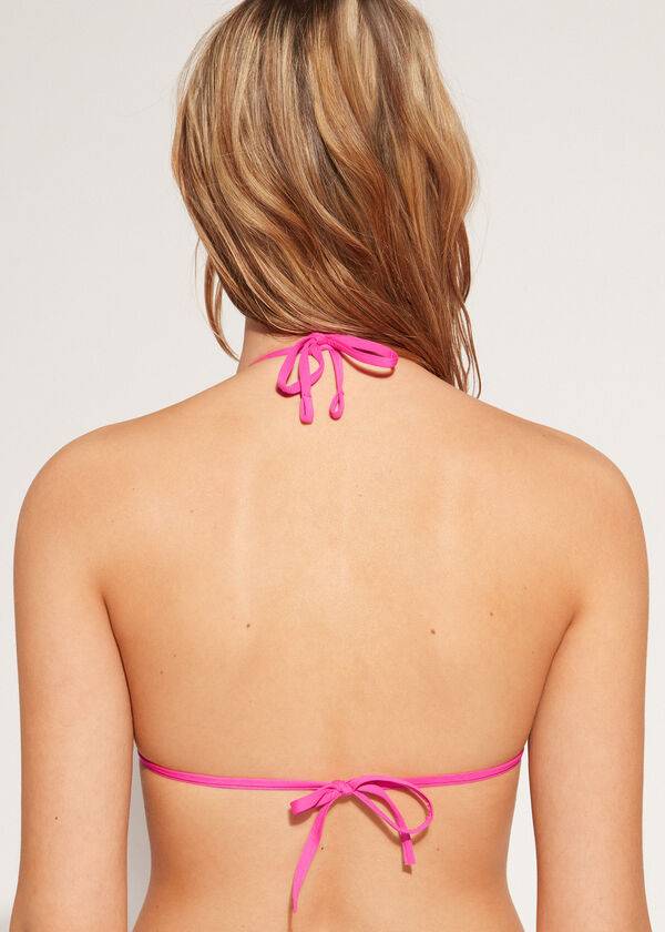 Arriba De Bikini Calzedonia Triangle String Indonesia Eco rosa Mujer Rosas | CL2044LH