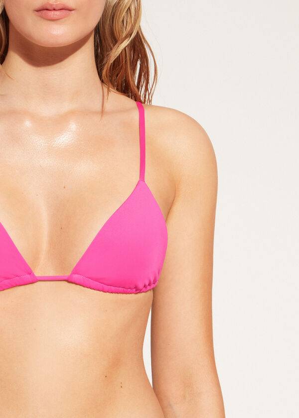 Arriba De Bikini Calzedonia Triangle String Indonesia Eco rosa Mujer Rosas | CL2044LH