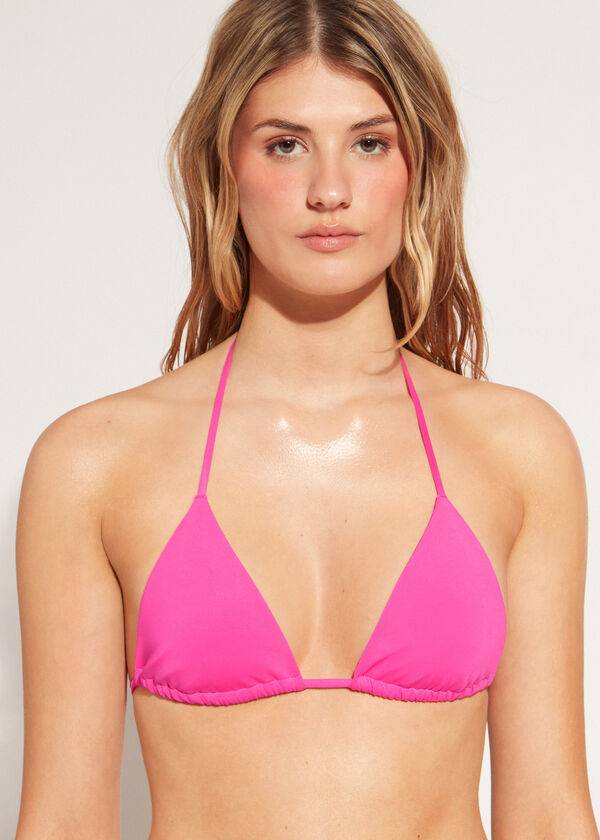 Arriba De Bikini Calzedonia Triangle String Indonesia Eco rosa Mujer Rosas | CL2044LH