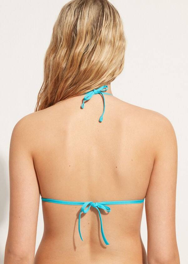 Arriba De Bikini Calzedonia Triangle String Indonesia Eco rosa Mujer Turquesa | CL2045ZG