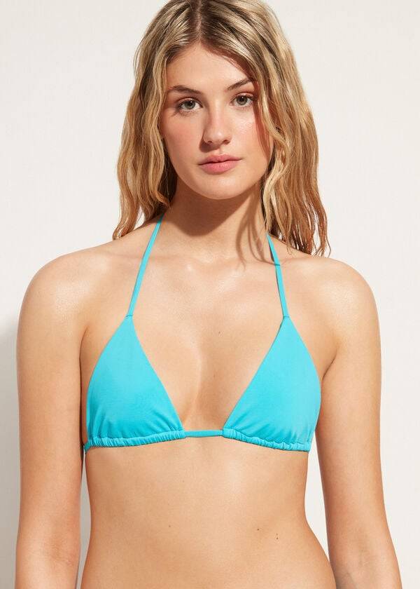 Arriba De Bikini Calzedonia Triangle String Indonesia Eco rosa Mujer Turquesa | CL2045ZG