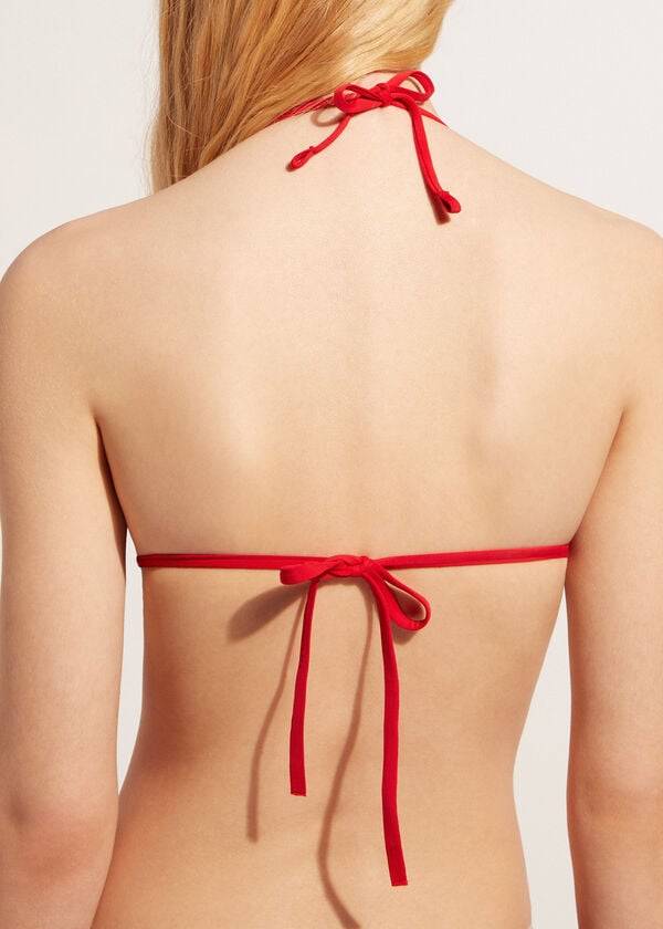 Arriba De Bikini Calzedonia Triangle String Indonesia Eco rosa Mujer Rojas | CL2046XF