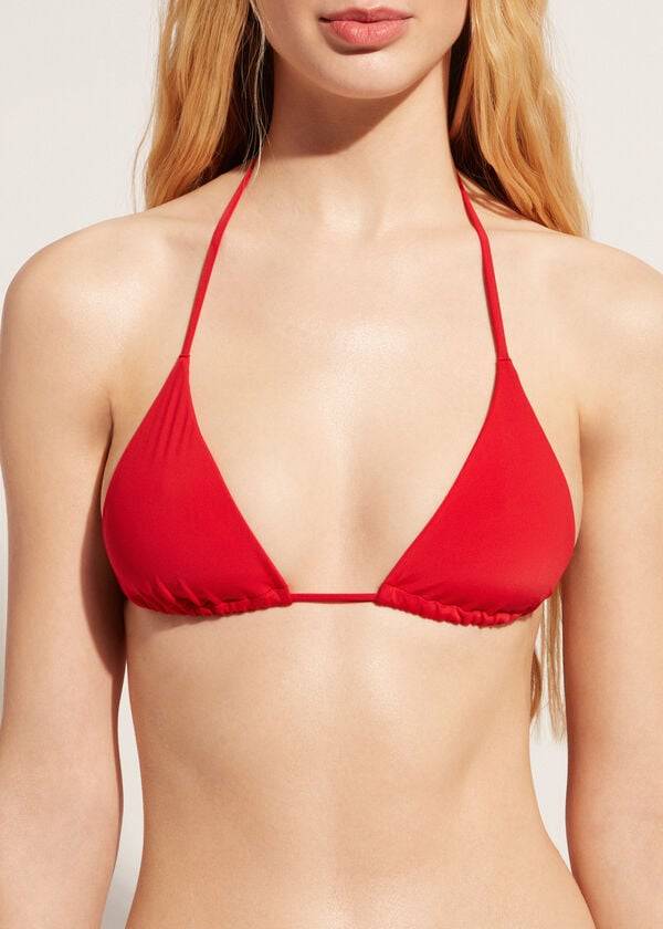 Arriba De Bikini Calzedonia Triangle String Indonesia Eco rosa Mujer Rojas | CL2046XF