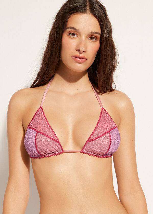 Arriba De Bikini Calzedonia Triangle String Lisbona Mujer Rosas | CL2050NB