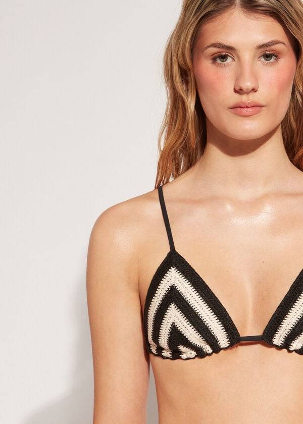 Arriba De Bikini Calzedonia Triangle String Mumbai Mujer Negras Beige | CL2053WY