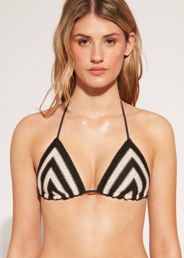 Arriba De Bikini Calzedonia Triangle String Mumbai Mujer Negras Beige | CL2053WY