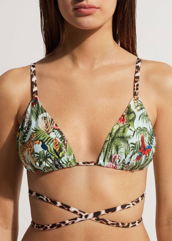 Arriba De Bikini Calzedonia Triangle String Nairobi Eco Mujer Verde | CL2056TV