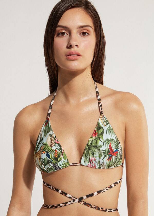 Arriba De Bikini Calzedonia Triangle String Nairobi Eco Mujer Verde | CL2056TV