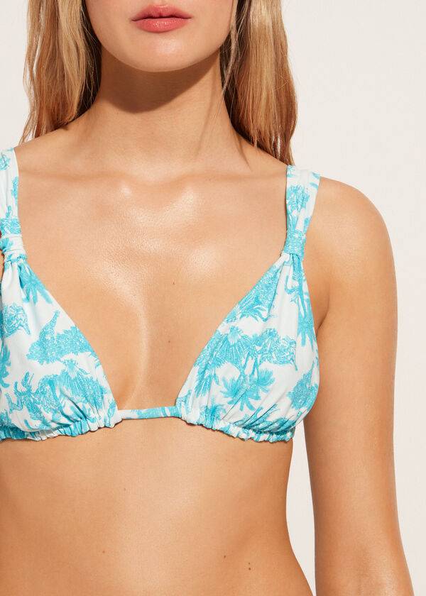 Arriba De Bikini Calzedonia Triangle String Sorrento Mujer Azules | CL2059IS