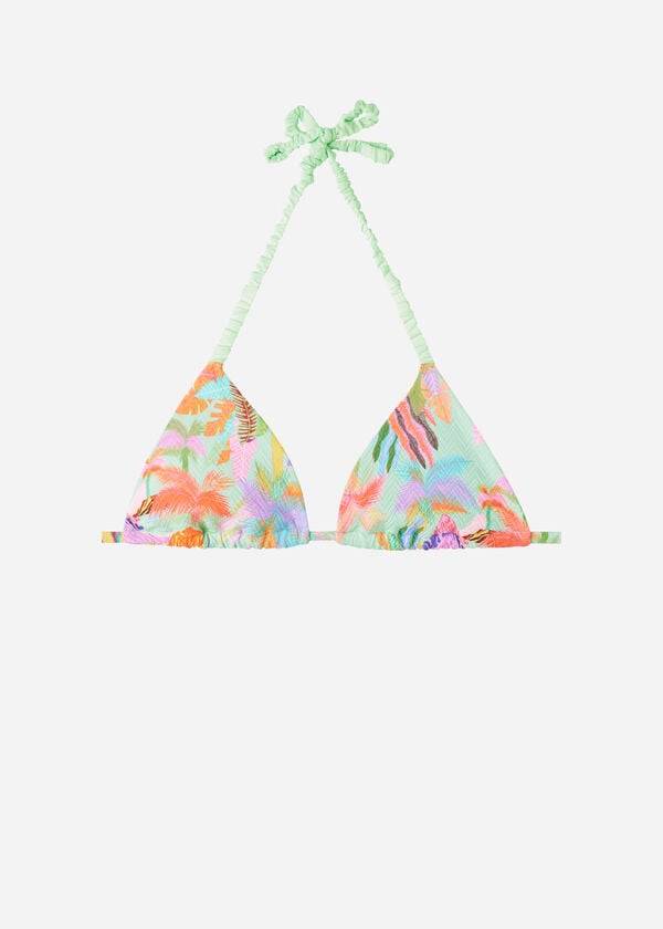 Arriba De Bikini Calzedonia Triangle String Tahiti Mujer Verde Naranjas | CL2060OR