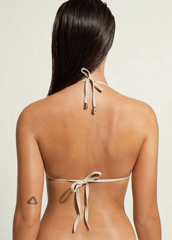 Arriba De Bikini Calzedonia Triangle String The Hamptons Mujer Beige | CL2061PQ