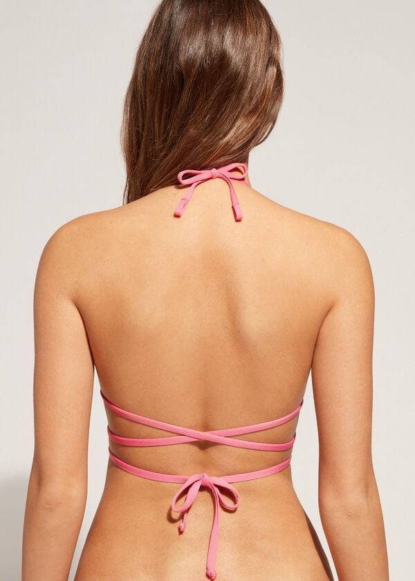 Arriba De Bikini Calzedonia Triangle String Tie San Diego Mujer Rosas | CL2062AP