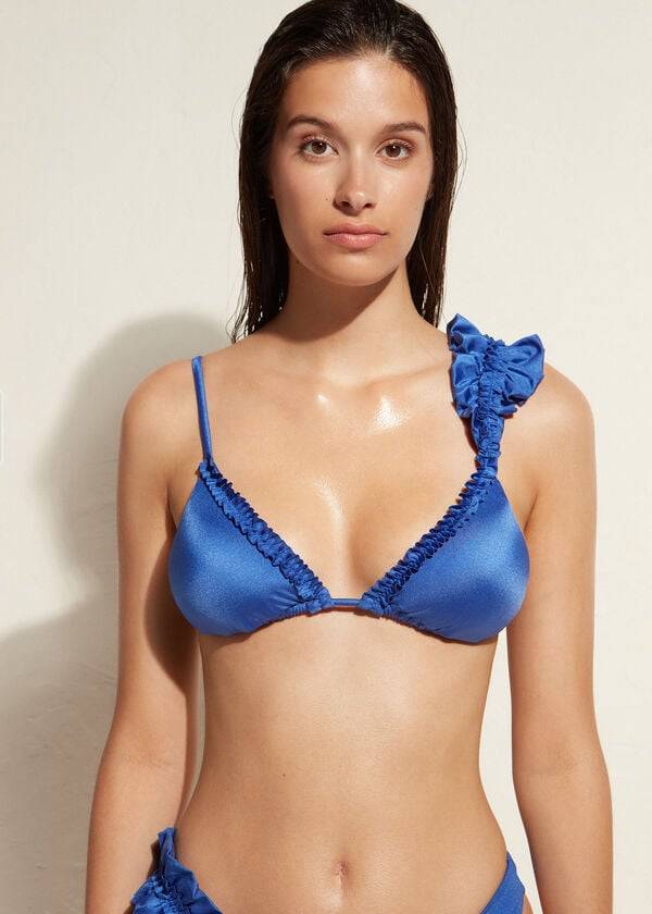 Arriba De Bikini Calzedonia Triangle String Vienna Mujer Azules | CL2064DN