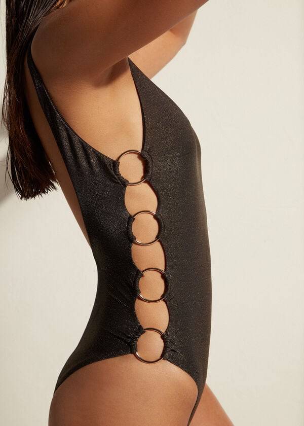 Bañadores Calzedonia Acolchado One-Piece Hollywood Mujer Negras | CL2176XF