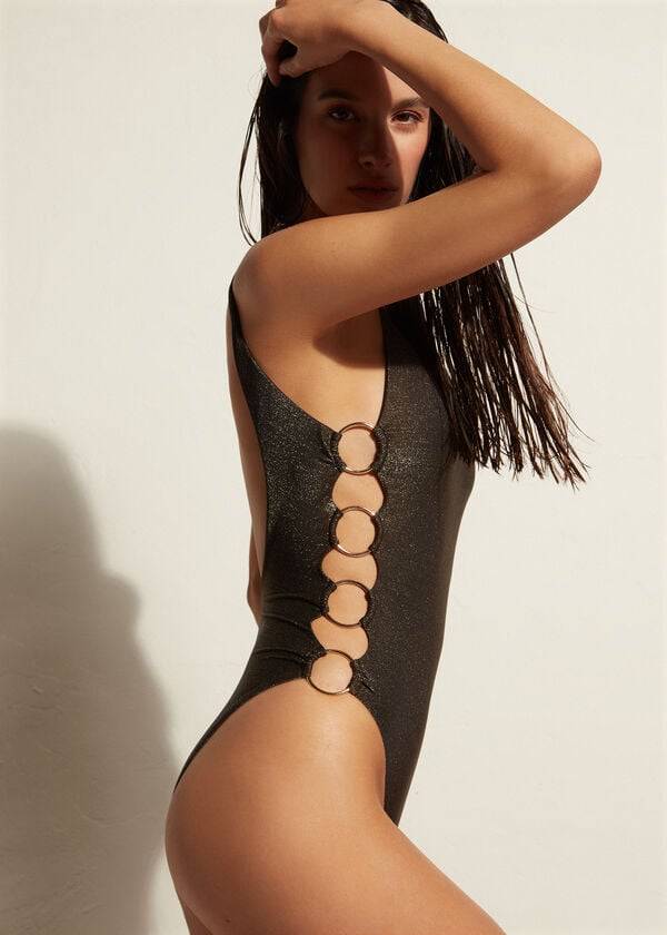 Bañadores Calzedonia Acolchado One-Piece Hollywood Mujer Negras | CL2176XF