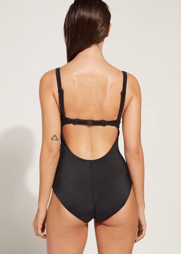 Bañadores Calzedonia Acolchado One-Piece Roma Mujer Negras | CL2185RW