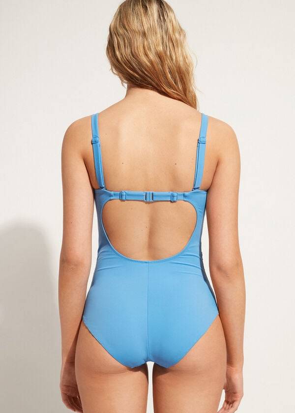 Bañadores Calzedonia Acolchado One-Piece Roma Mujer Azules | CL2186TV