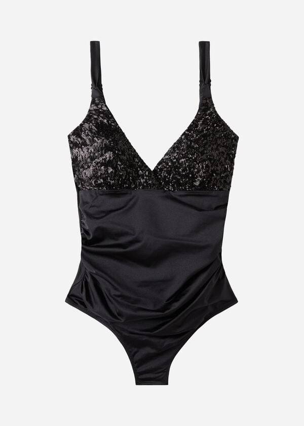 Bañadores Calzedonia Acolchado One-Piece Shaping-Effect Cannes Mujer Negras | CL2187YU