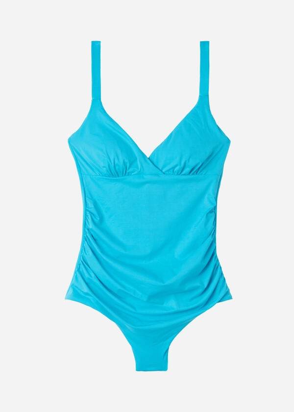 Bañadores Calzedonia Acolchado One-Piece Shaping-Effect Indonesia Mujer Turquesa | CL2190OR