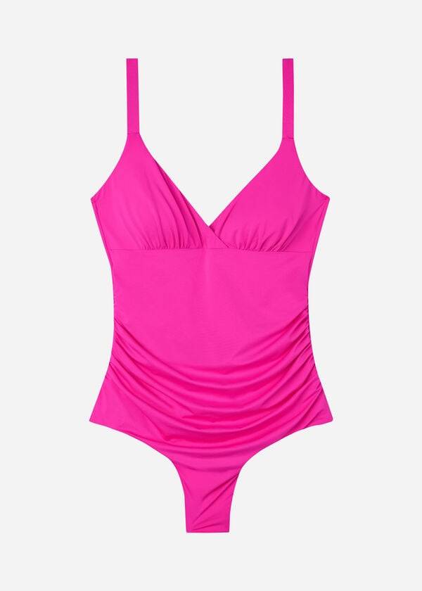 Bañadores Calzedonia Acolchado One-Piece Shaping-Effect Indonesia Eco Mujer Rosas | CL2194DN