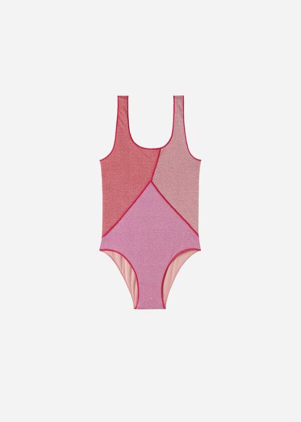 Bañadores Calzedonia Lamé One Piece Lisbona Niños Rosas | CL3041VD