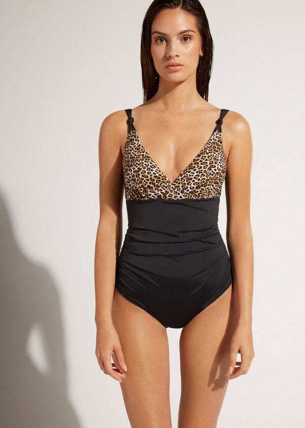 Bañadores Calzedonia One Piece Malindi Mujer Negras | CL2166AP