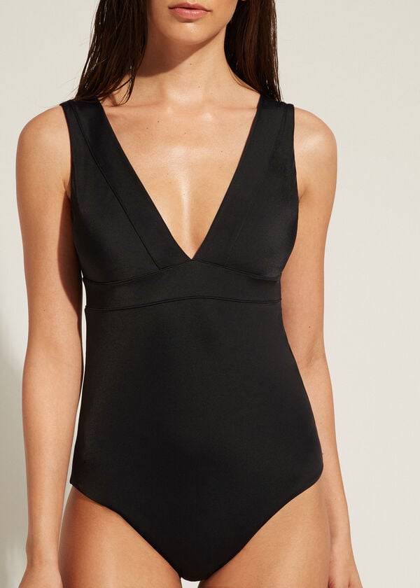 Bañadores Calzedonia One Piece Paola Mujer Negras | CL2169FM