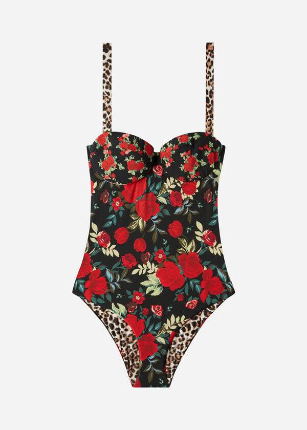 Bañadores Calzedonia One Piece Reversible Lightly Acolchado Nizza Mujer Rosas | CL2170GL