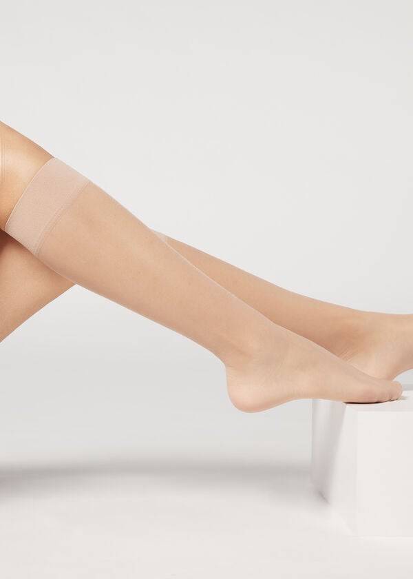 Calcetines Calzedonia 20 Denier Comodidad Cuff Knee-Highs Long Mujer Marrones | CL2226LH