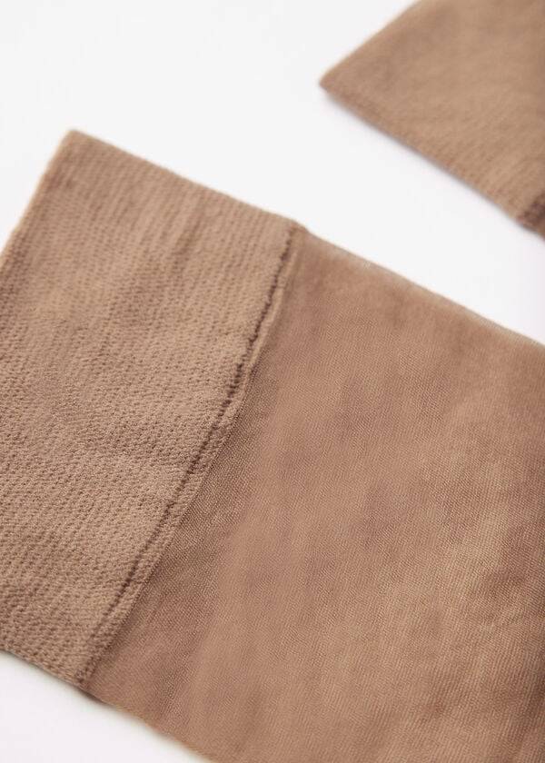 Calcetines Calzedonia 20 Denier Comodidad Cuff Knee-Highs Sheer Sexy Mujer Marrones | CL2304LH