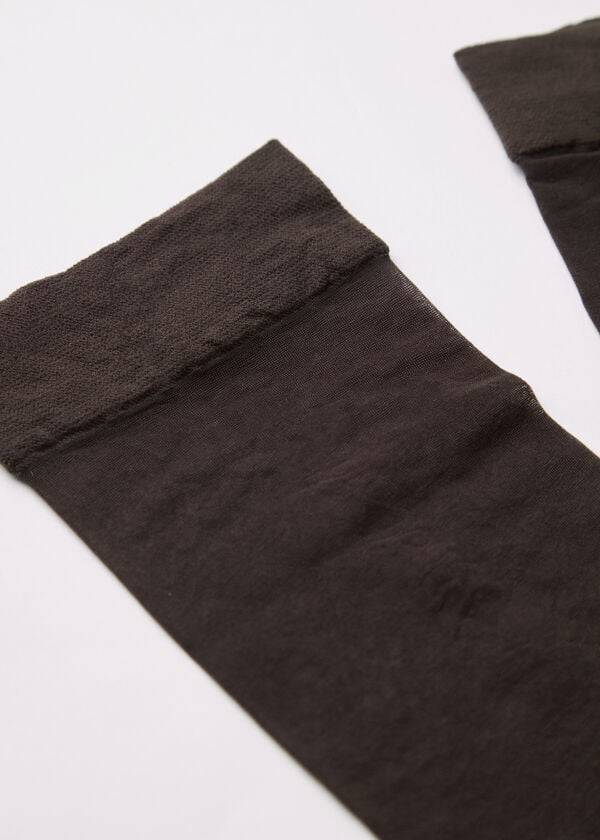 Calcetines Calzedonia 20 Denier Comodidad Cuff Knee-Highs Sheer Sexy Mujer Cafe | CL2305ZG