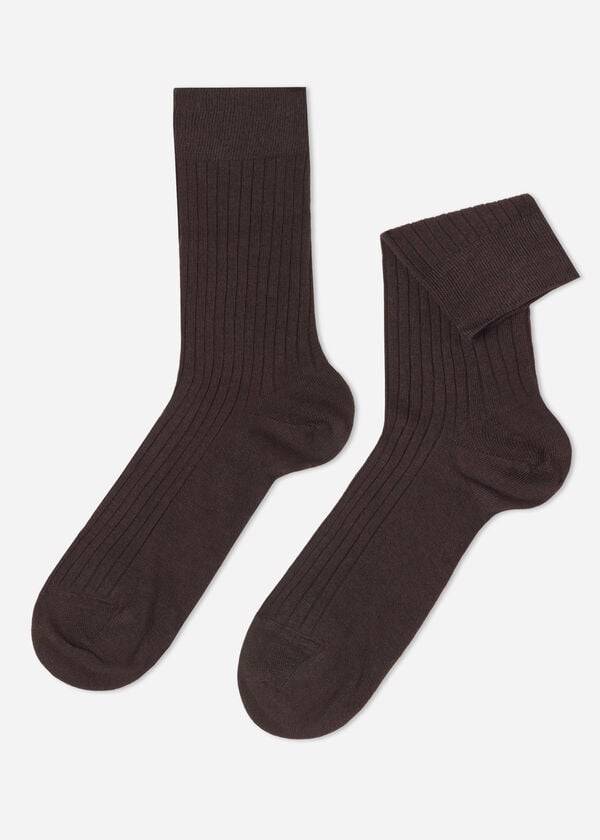 Calcetines Calzedonia Acanalado Cashmere Corta Crew Hombre Cafe | CL2847TV