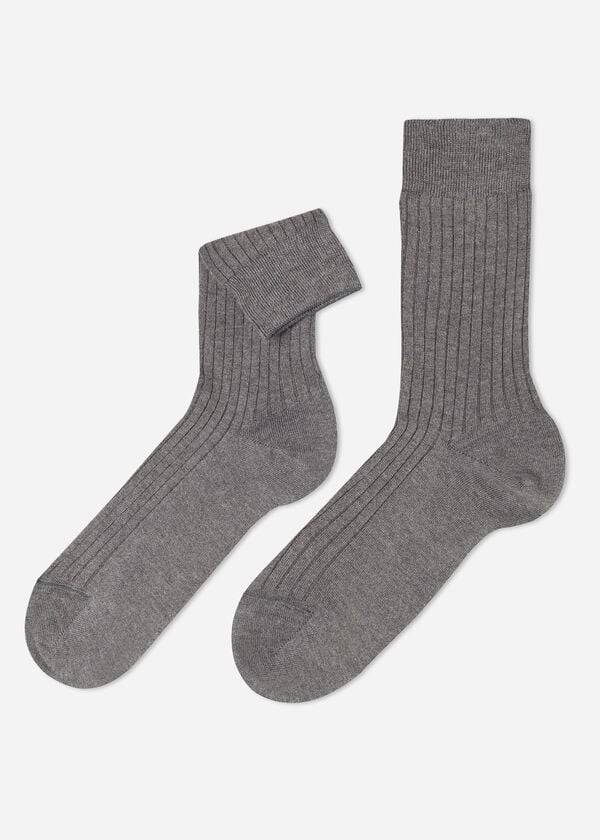 Calcetines Calzedonia Acanalado Cashmere Corta Crew Hombre Gris | CL2849EX