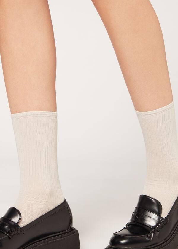 Calcetines Calzedonia Acanalado Corta Mujer Beige | CL2487XF