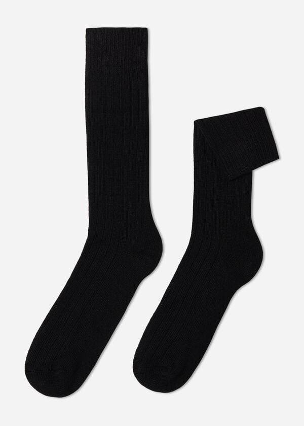 Calcetines Calzedonia Acanalado Crew with Lana and Cashmere Hombre Negras | CL2821RW