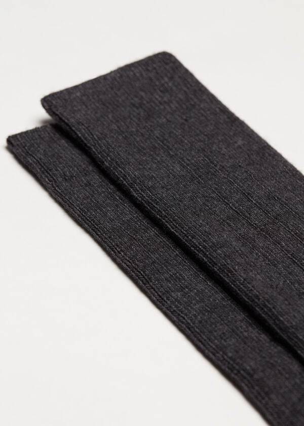 Calcetines Calzedonia Acanalado Crew with Lana and Cashmere Hombre Gris | CL2838FM