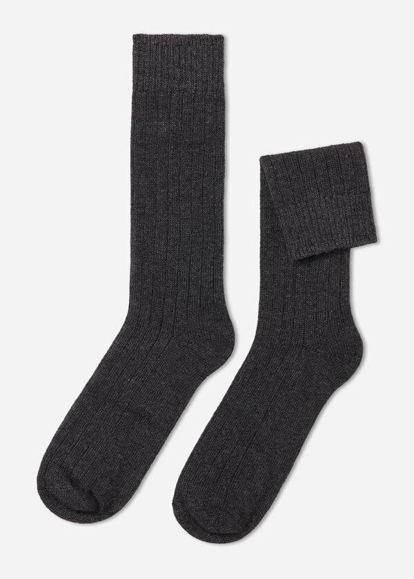 Calcetines Calzedonia Acanalado Crew with Lana and Cashmere Hombre Gris | CL2838FM