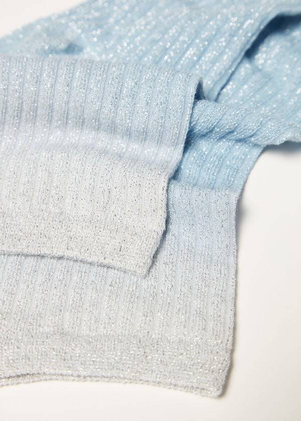 Calcetines Calzedonia Acanalado Faded Corta with Glitter Mujer Azules | CL2476YU