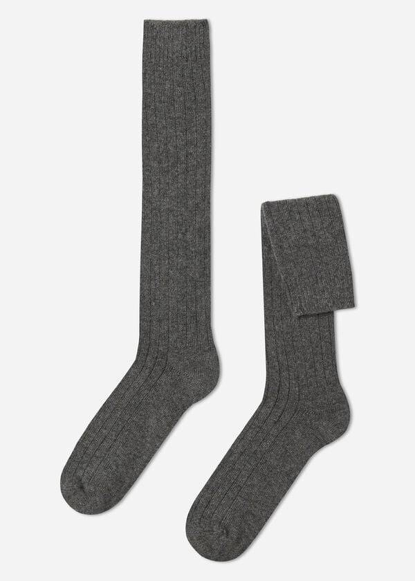Calcetines Calzedonia Acanalado Lana and Cashmere Long Hombre Gris | CL2775YU