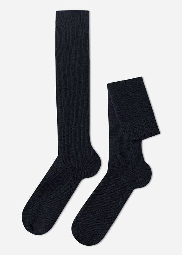 Calcetines Calzedonia Acanalado Lana and Cashmere Long Hombre Azules | CL2777RW