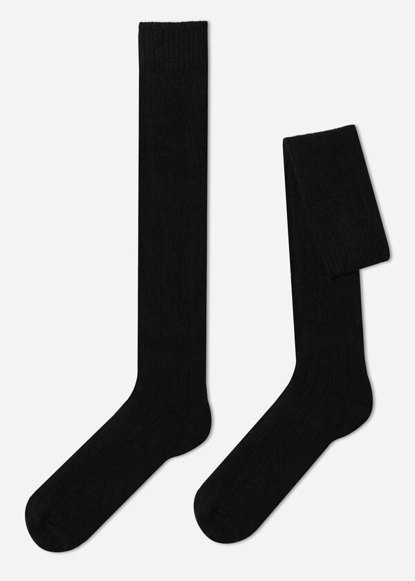 Calcetines Calzedonia Acanalado Lana and Cashmere Long Hombre Negras | CL2778EX
