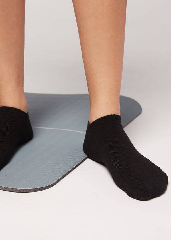 Calcetines Calzedonia Algodon No-Show Deporte Mujer Negras | CL2291YU