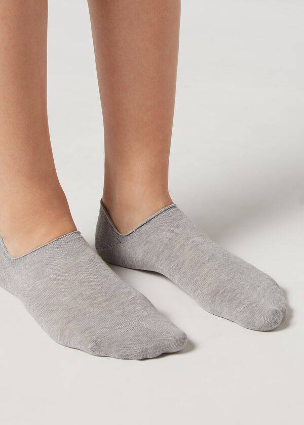 Calcetines Calzedonia Algodon No-Show Mujer Gris | CL2275HK