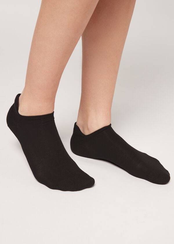 Calcetines Calzedonia Algodon No-Show rosa Mujer Negras | CL2289RW