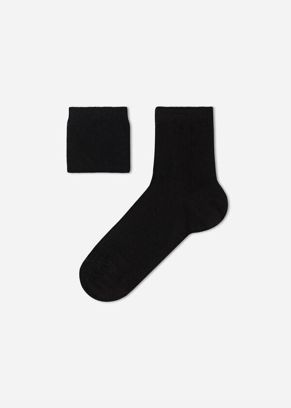 Calcetines Calzedonia Algodon with Fresh Feet Respirable Material Corta Niños Negras | CL3103YU