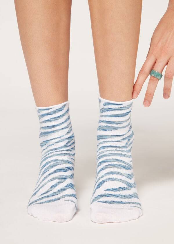 Calcetines Calzedonia Animal Patterned Corta Mujer Azules | CL2328BC