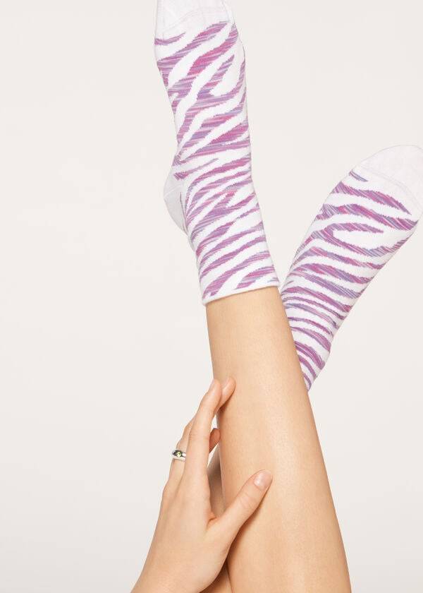 Calcetines Calzedonia Animal Patterned Corta Mujer Moradas | CL2329VD