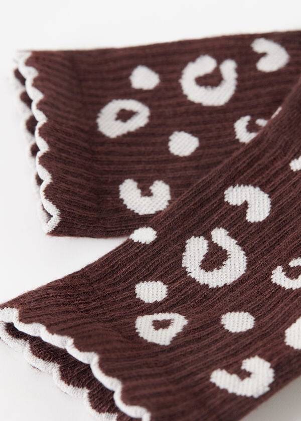 Calcetines Calzedonia Animal Print Acanalado Corta Mujer Marrones | CL2333LH