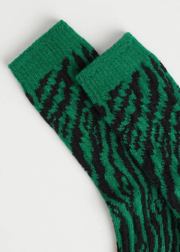 Calcetines Calzedonia Animal Print Cashmere Corta Mujer Verde | CL2332ZG