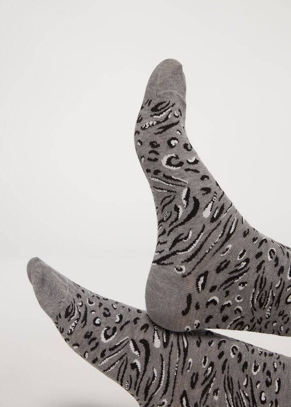 Calcetines Calzedonia Animal Print Corta Mujer Gris | CL2334KI